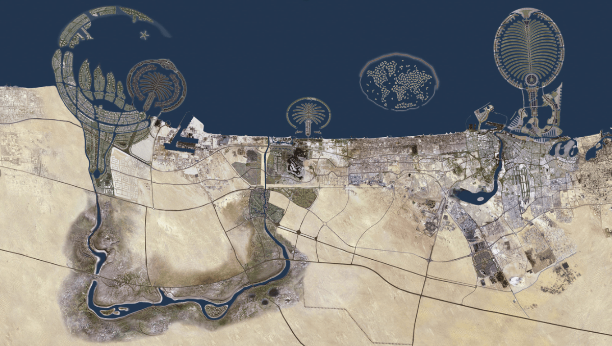 Imagem de satélite do Dubai.