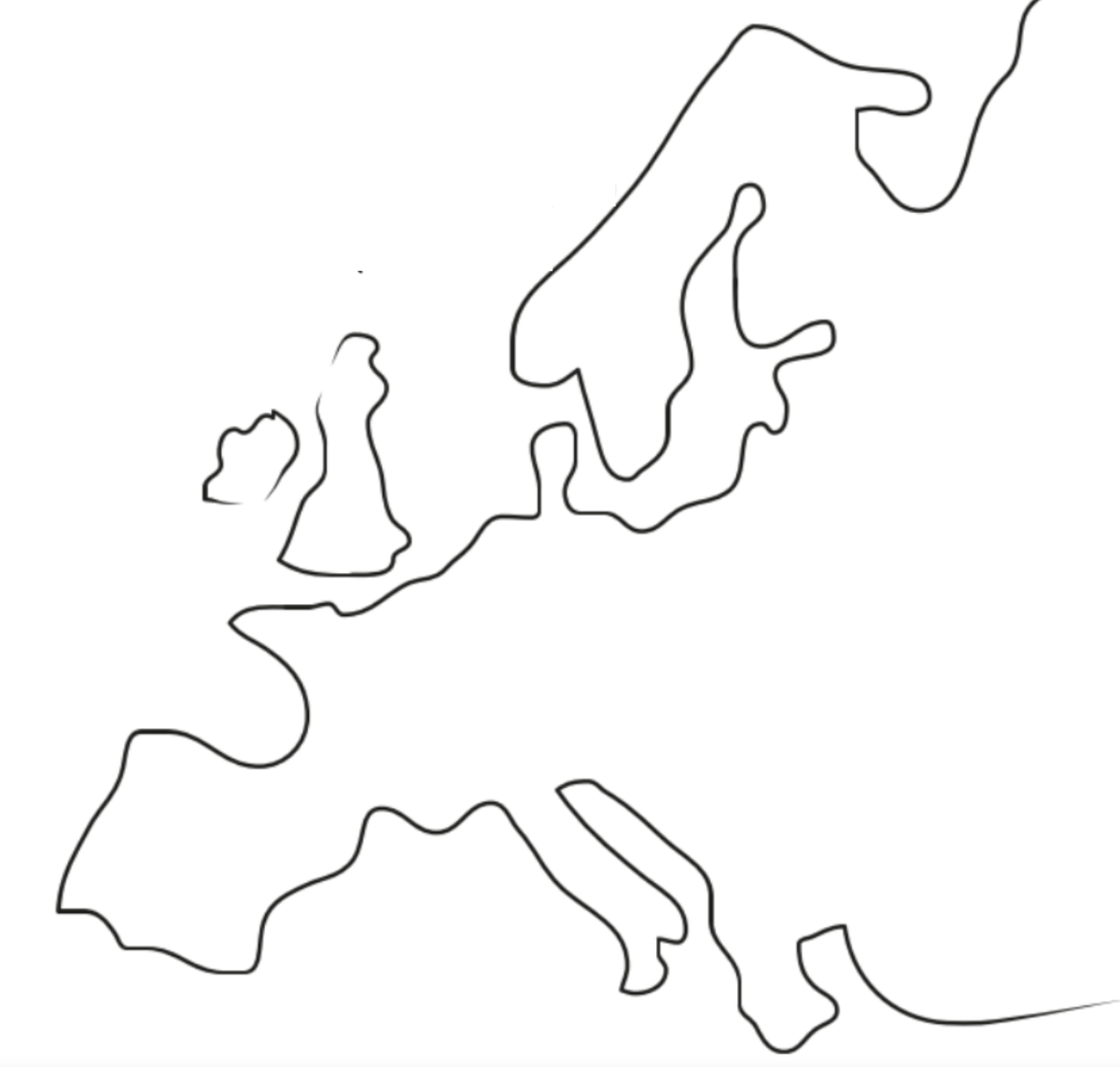 Mapa mental do continente europeu.